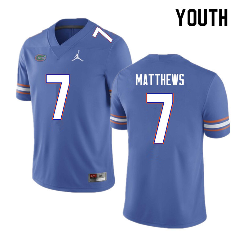 Youth #7 Luke Matthews Florida Gators College Football Jerseys Sale-Blue